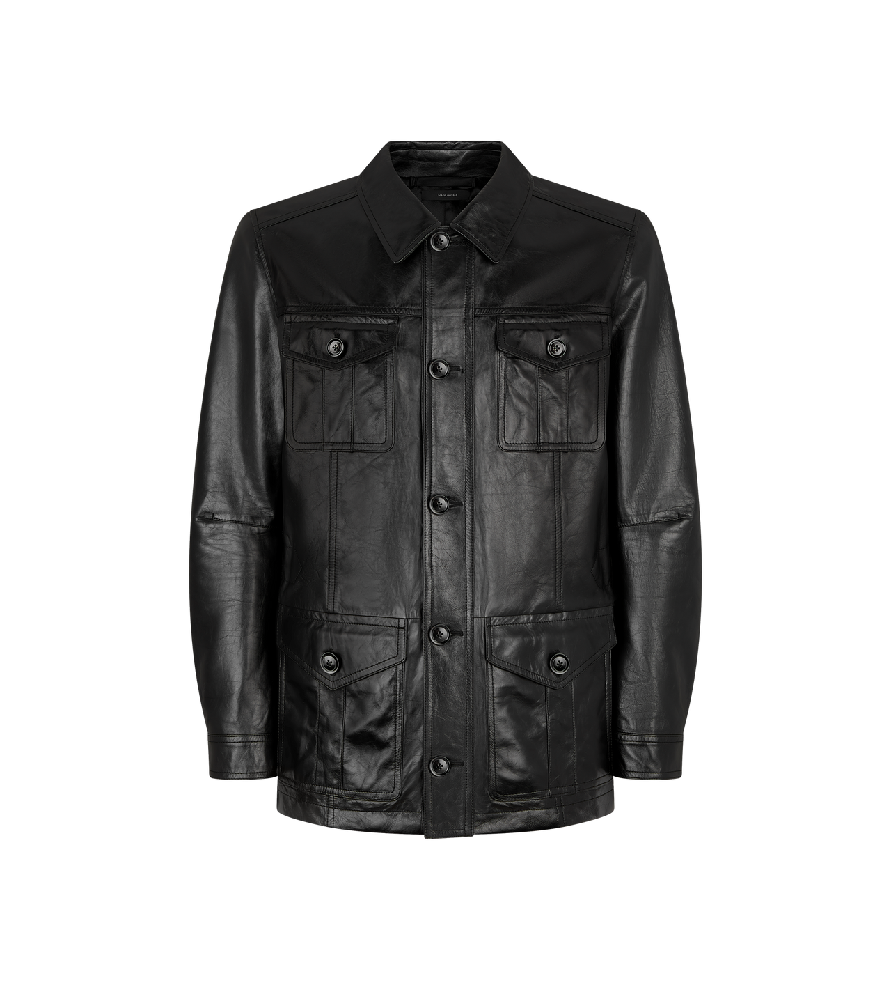 NATURAL SHINE LEATHER SAFARI JACKET image number 0