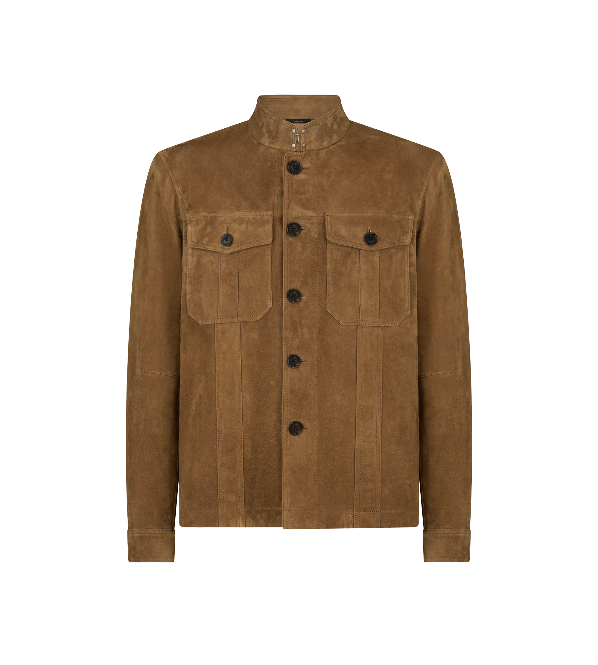 LIGHT SUEDE STAND COLLAR OUTERSHIRT