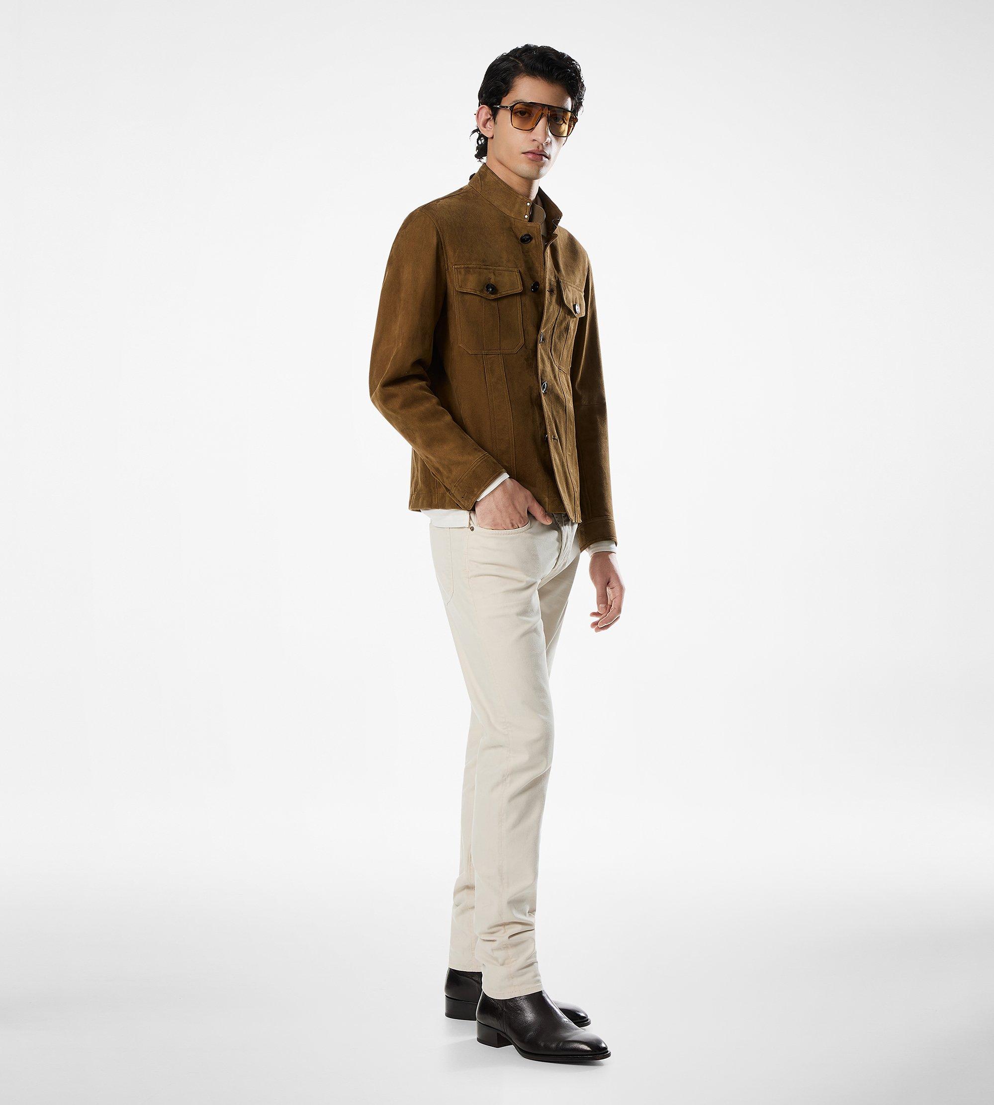 LIGHT SUEDE STAND COLLAR OUTERSHIRT