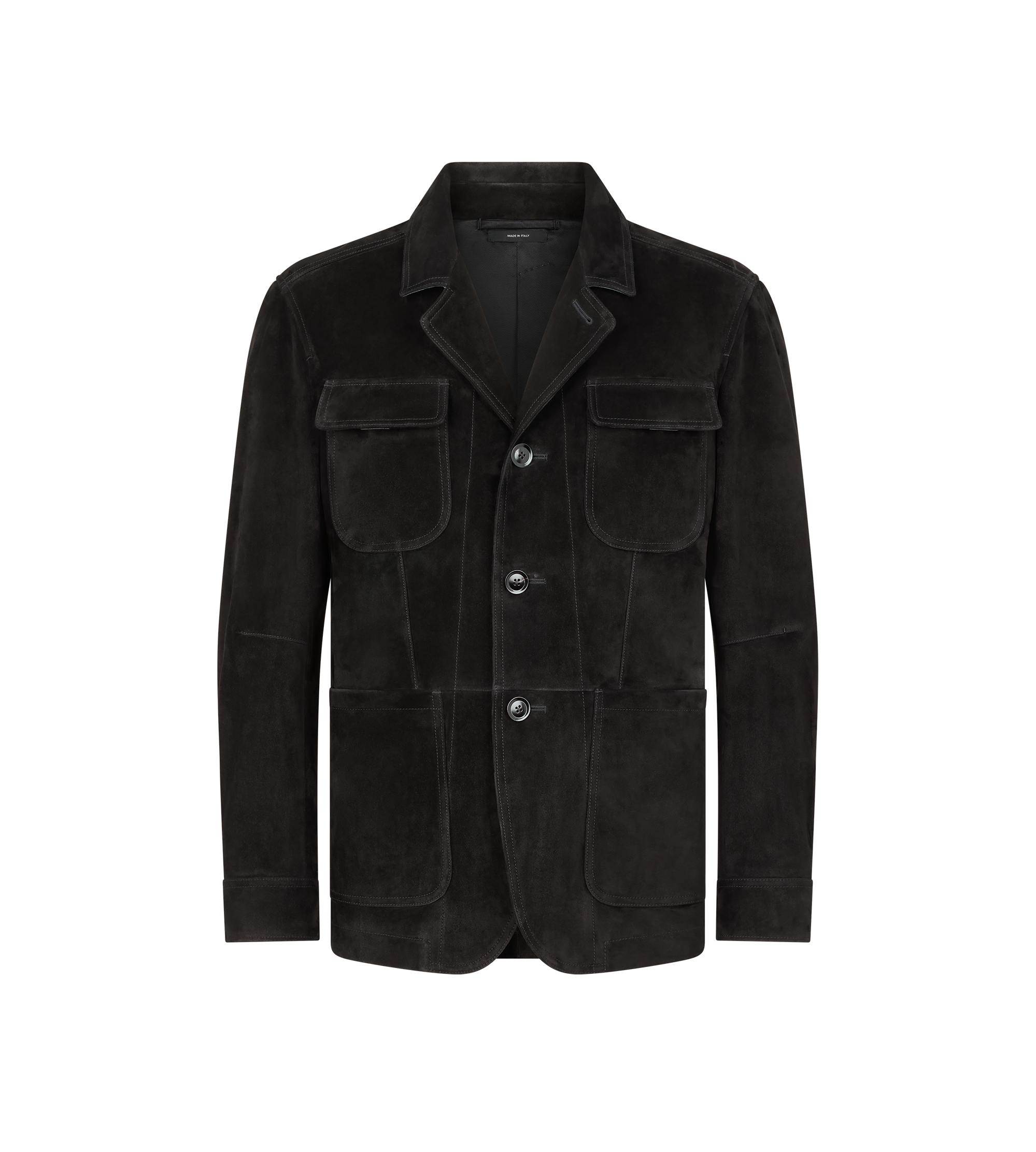 VESTE MILITAIRE EN CACHEMIRE ET DAIM