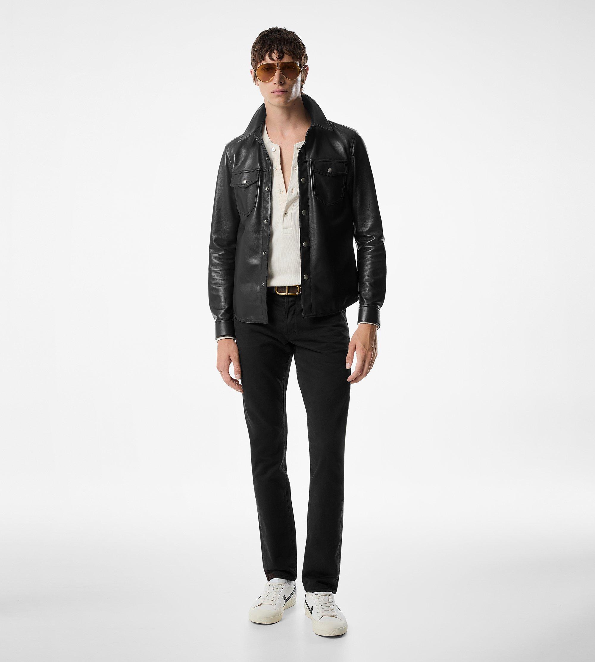 SHINY NAPPA PLONGE SNAP BUTTON OUTERSHIRT
