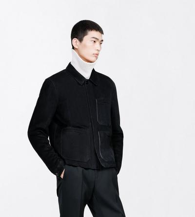 TOM FORD LEATHER BLACK VESTE CHORE EN DAIM FIN