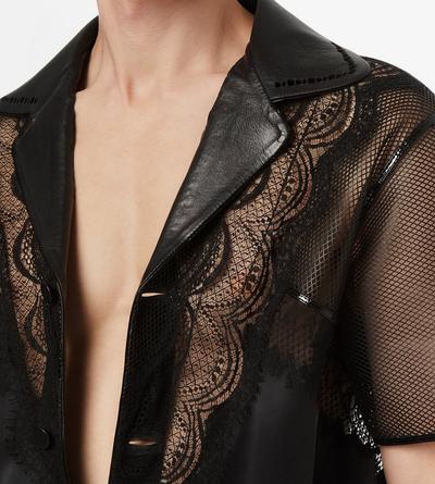 TOM FORD LEATHER BLACK LACEWORK LEATHER SHIRT