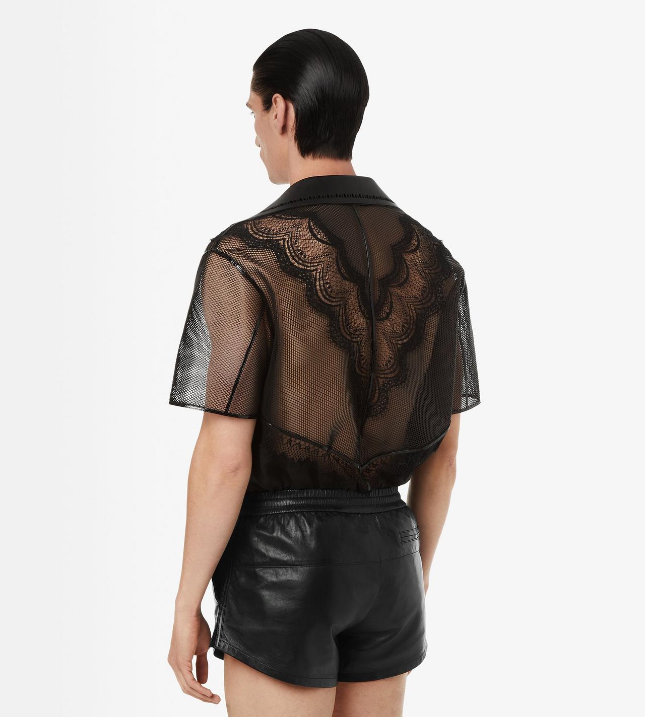 TOM FORD LEATHER BLACK LACEWORK LEATHER SHIRT
