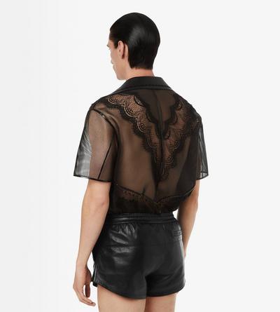 TOM FORD LEATHER BLACK LACEWORK LEATHER SHIRT