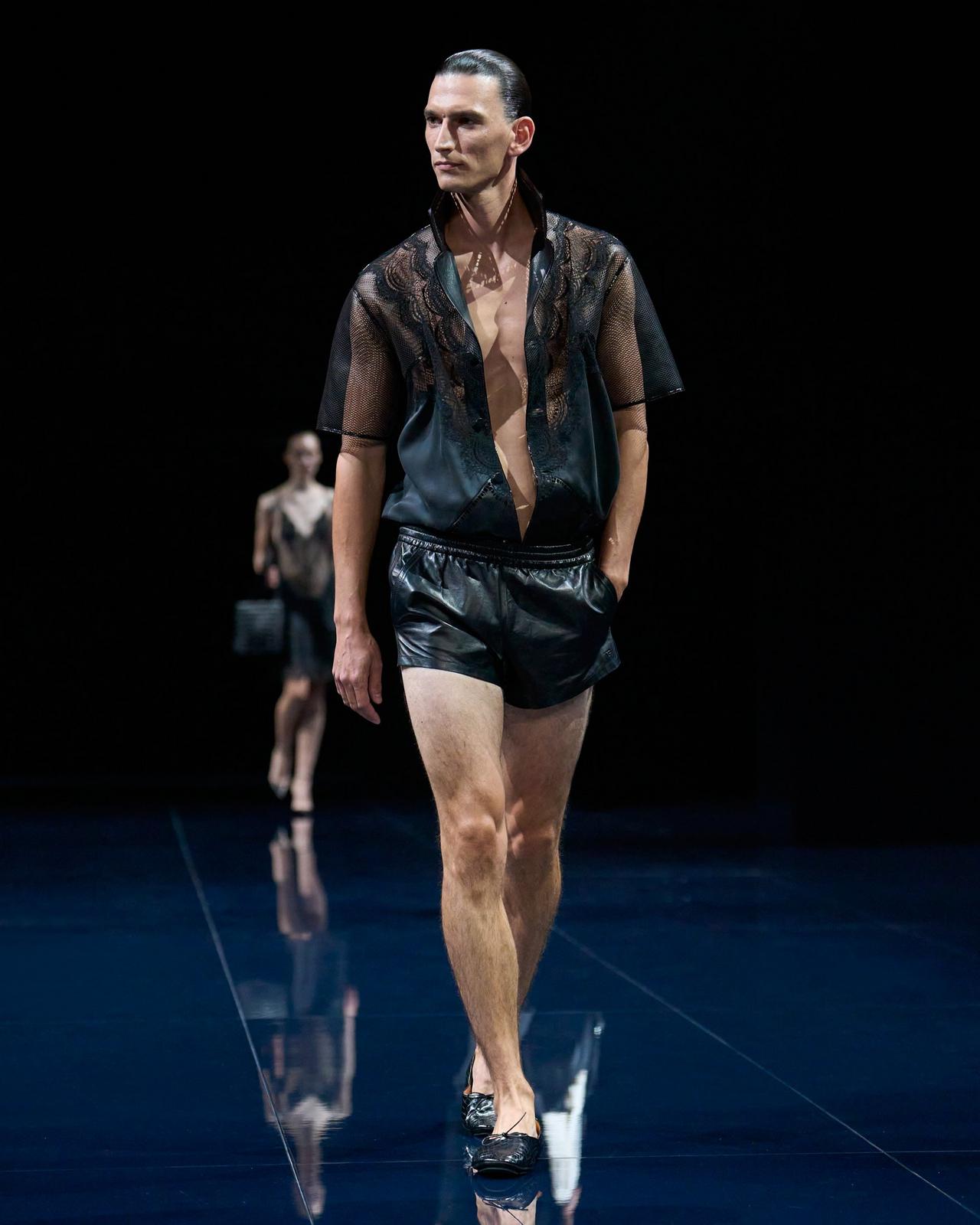 TOM FORD LEATHER BLACK LACEWORK LEATHER SHIRT