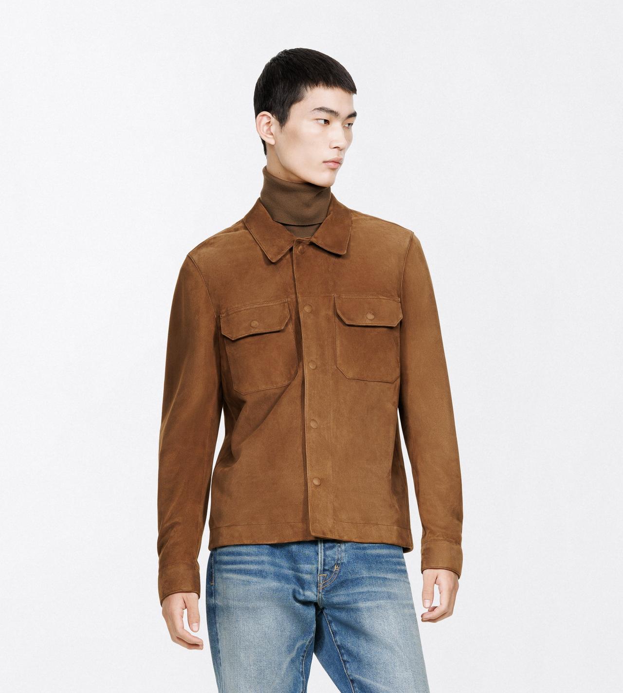 TOM FORD LEATHER TOBACCO FINE SUEDE OUTERSHIRT