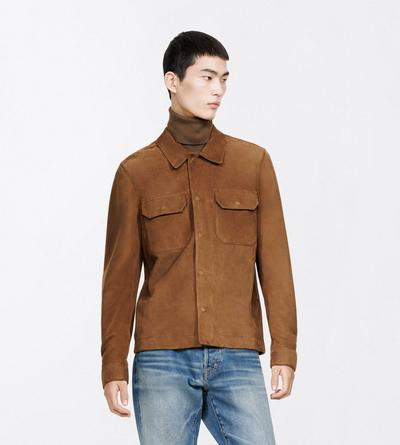 TOM FORD LEATHER TOBACCO FINE SUEDE OUTERSHIRT