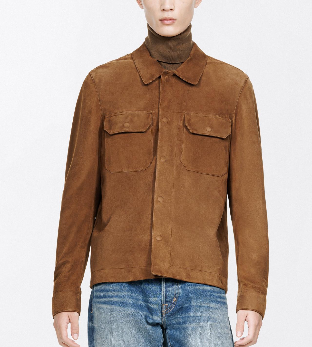 TOM FORD LEATHER TOBACCO FINE SUEDE OUTERSHIRT