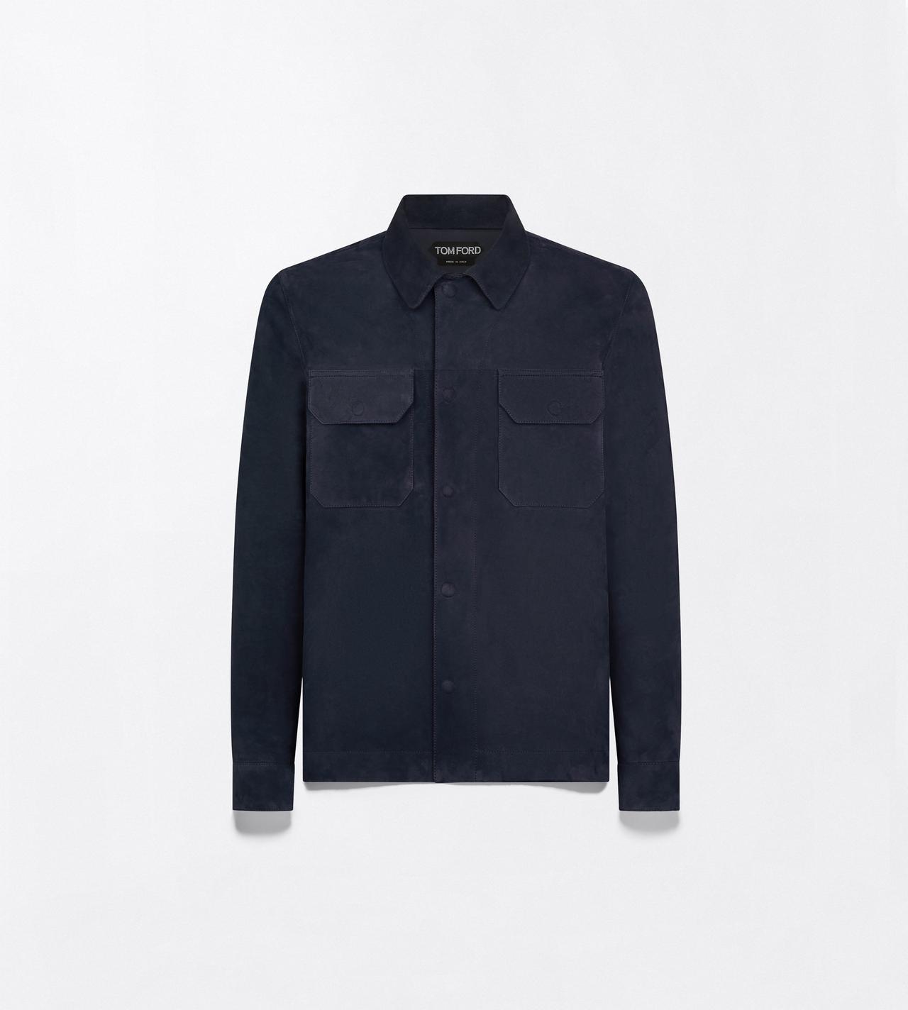 TOM FORD LEATHER NAVY BLAZER FINE SUEDE OUTERSHIRT