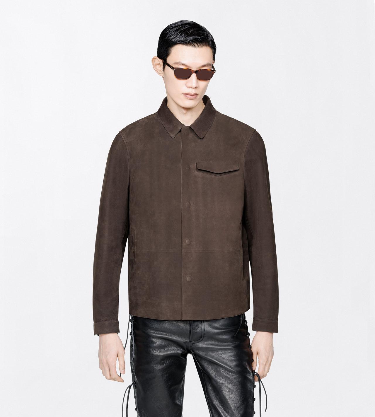 TOM FORD LEATHER DARK BROWN NUBUCK OUTERSHIRT