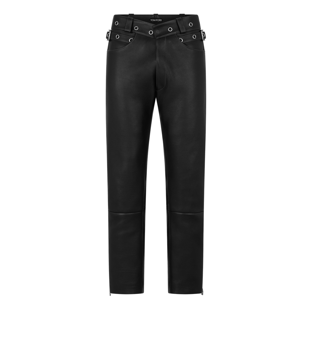 TOM FORD LEATHER BLACK PANTALON DE MOTARD EN CUIR FLEUR