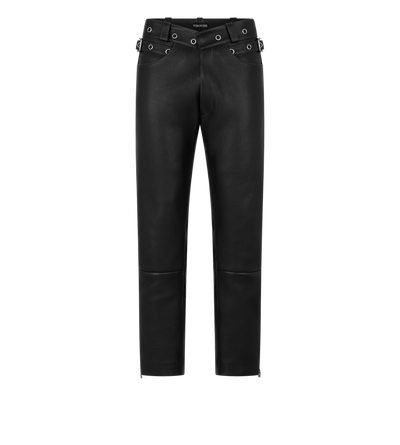 TOM FORD LEATHER BLACK PANTALON DE MOTARD EN CUIR FLEUR