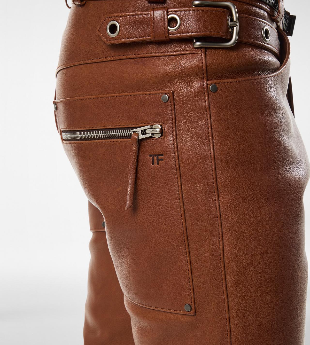 BUFFALO GRAIN LEATHER BIKER PANT image number 5