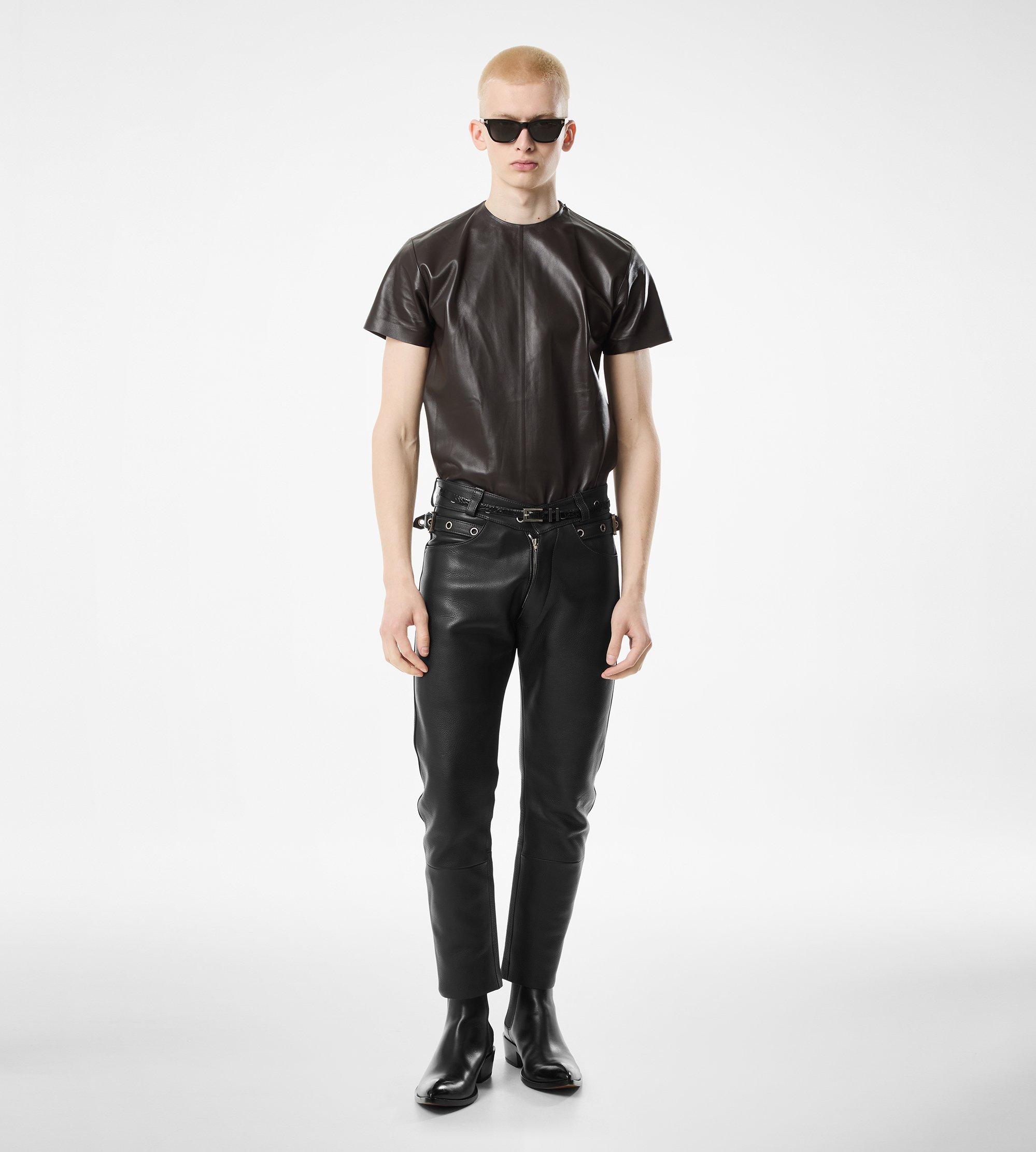 GRAIN LEATHER BIKER PANT