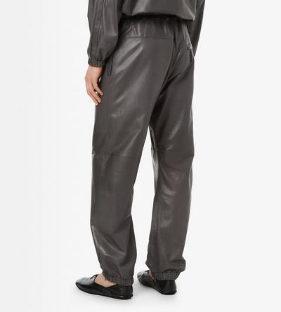 TOM FORD LEATHER LIGHT CHARCOAL LIGHT NAPPA LEATHER JOGGERS
