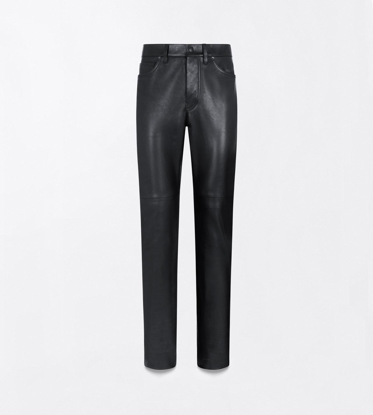 TOM FORD LEATHER BLACK NATURAL GRAIN CALF LEATHER 5 POCKET PANTS