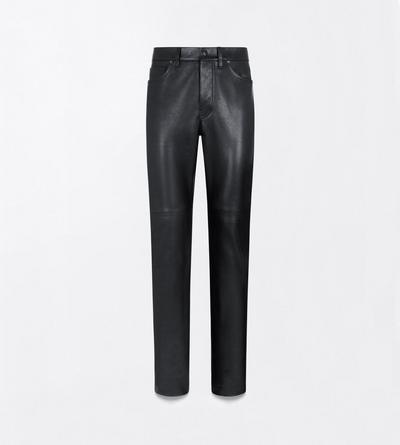 TOM FORD LEATHER BLACK NATURAL GRAIN CALF LEATHER 5 POCKET PANTS