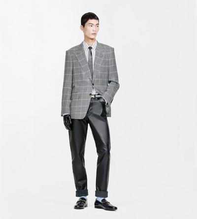 TOM FORD LEATHER BLACK NATURAL GRAIN CALF LEATHER 5 POCKET PANTS