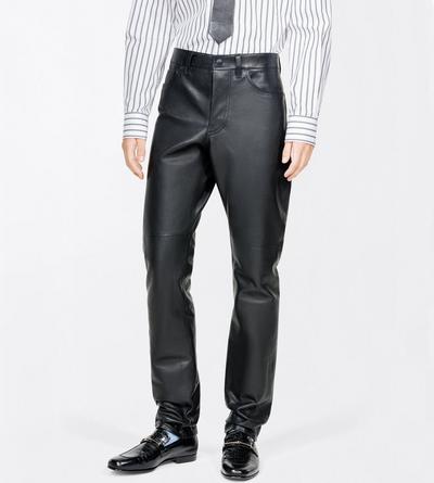 TOM FORD LEATHER BLACK NATURAL GRAIN CALF LEATHER 5 POCKET PANTS