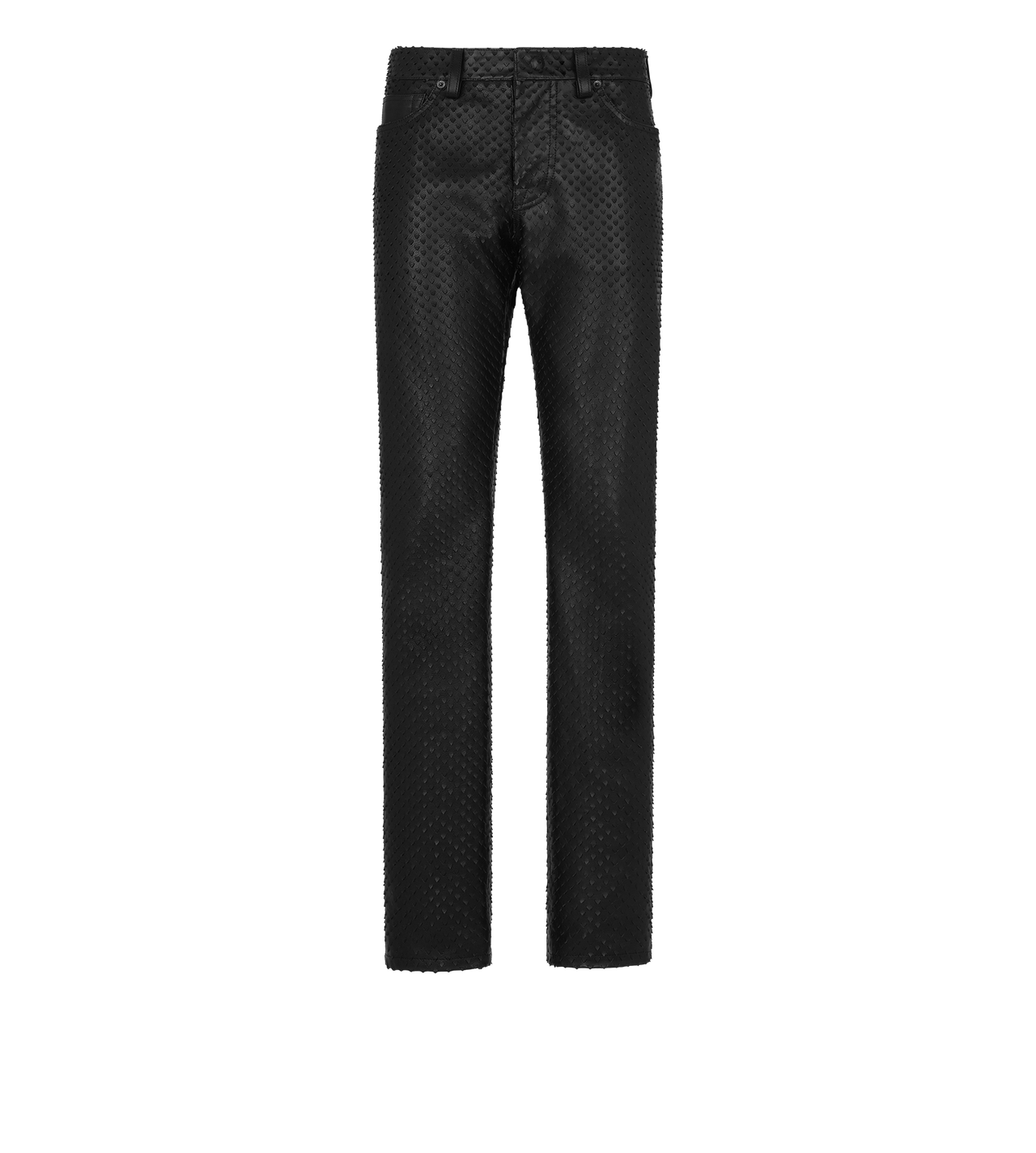 TOM FORD LEATHER BLACK PANTAL&Oacute;N DE PIEL PERFORADA CON CINCO BOLSILLOS