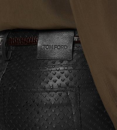 TOM FORD LEATHER BLACK PANTAL&Oacute;N DE PIEL PERFORADA CON CINCO BOLSILLOS