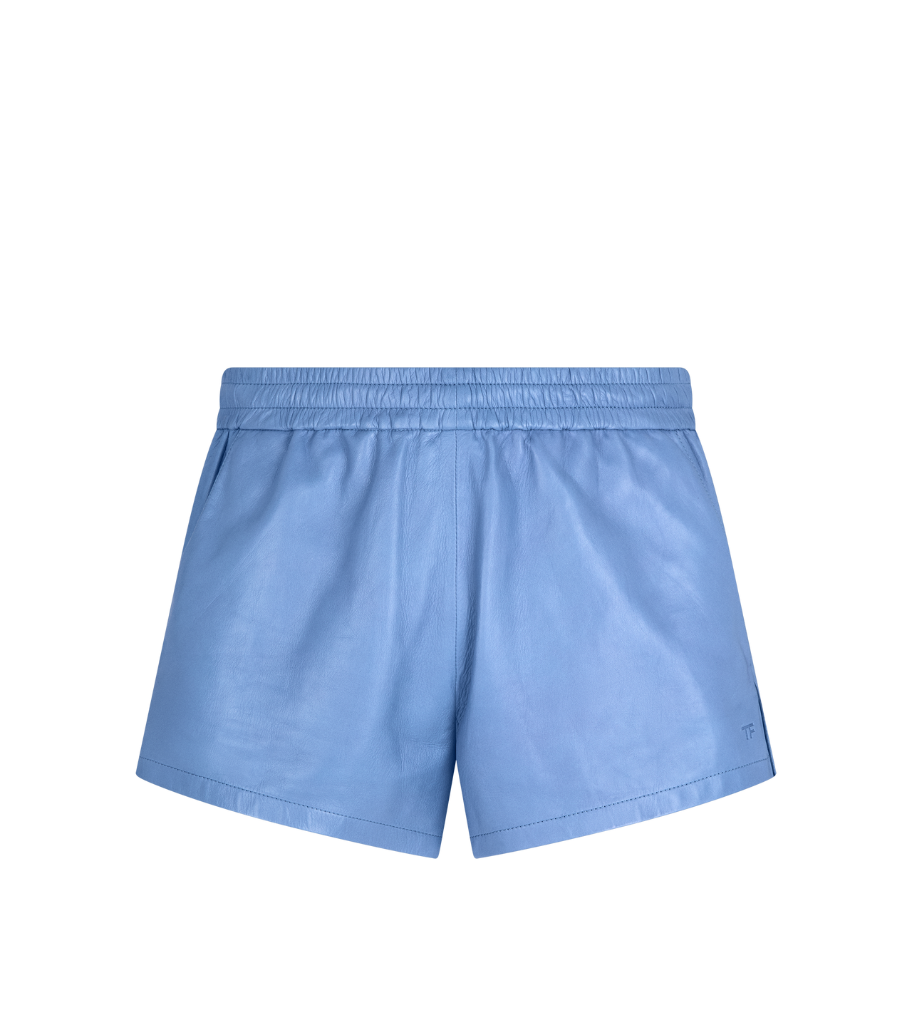 TOM FORD LEATHER AZURE BLUE LIGHT NAPPA SHORTS