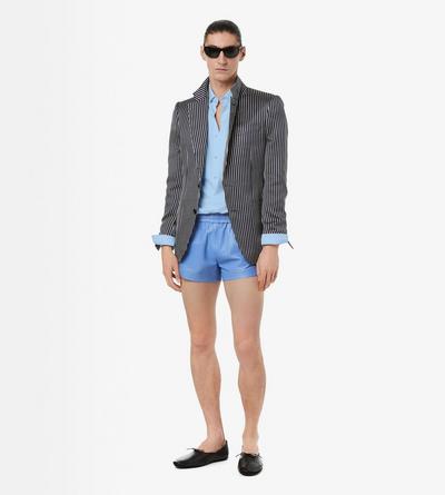 TOM FORD LEATHER AZURE BLUE LIGHT NAPPA SHORTS
