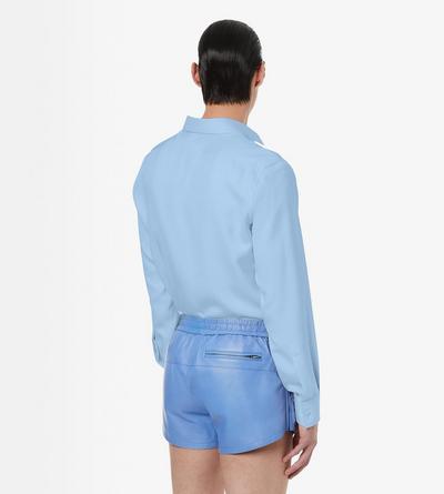 TOM FORD LEATHER AZURE BLUE LIGHT NAPPA SHORTS