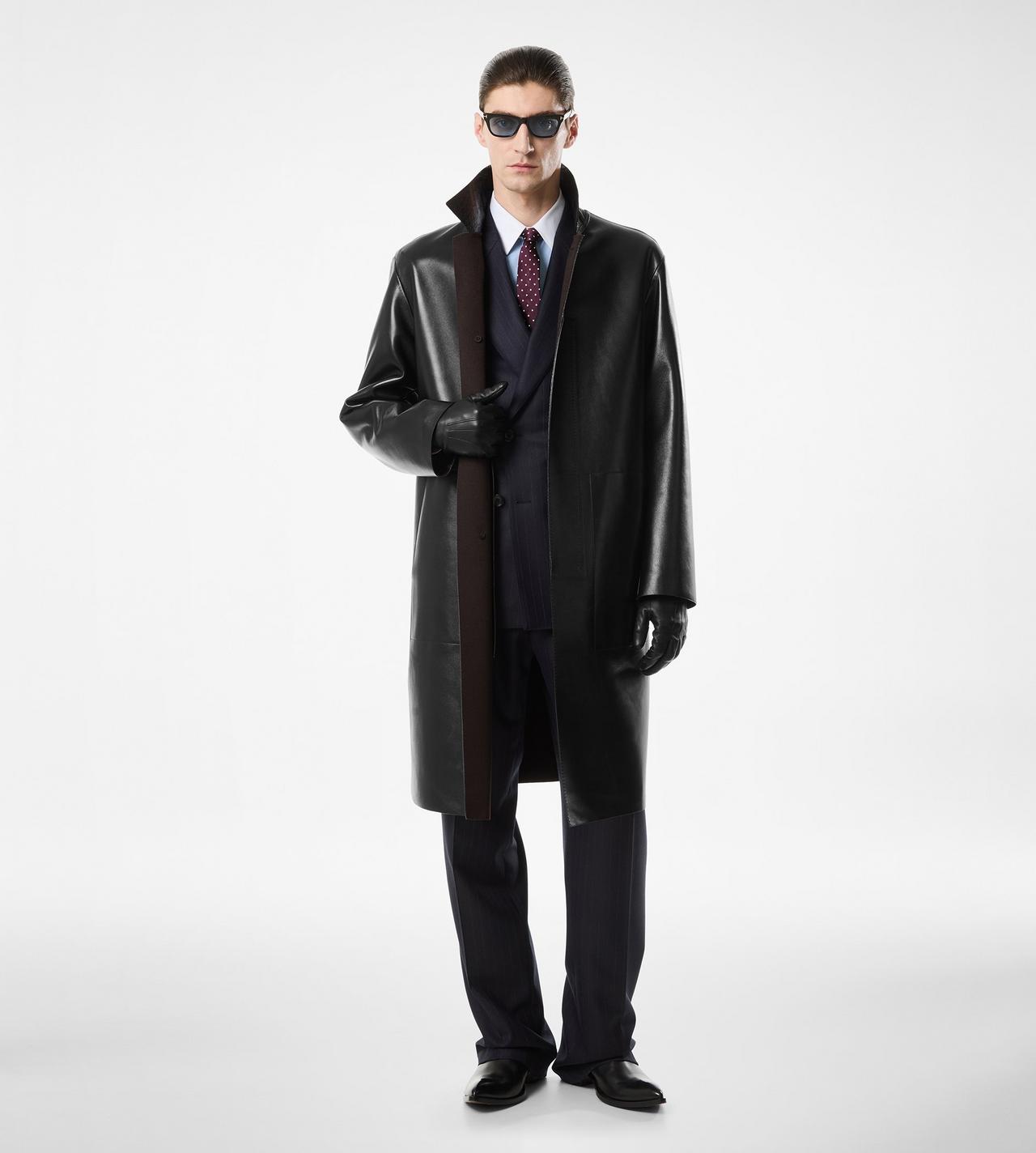 SOFT NAPPA PLONGE ALLIGATOR COLLAR CASHMERE LINED MAC image number 2