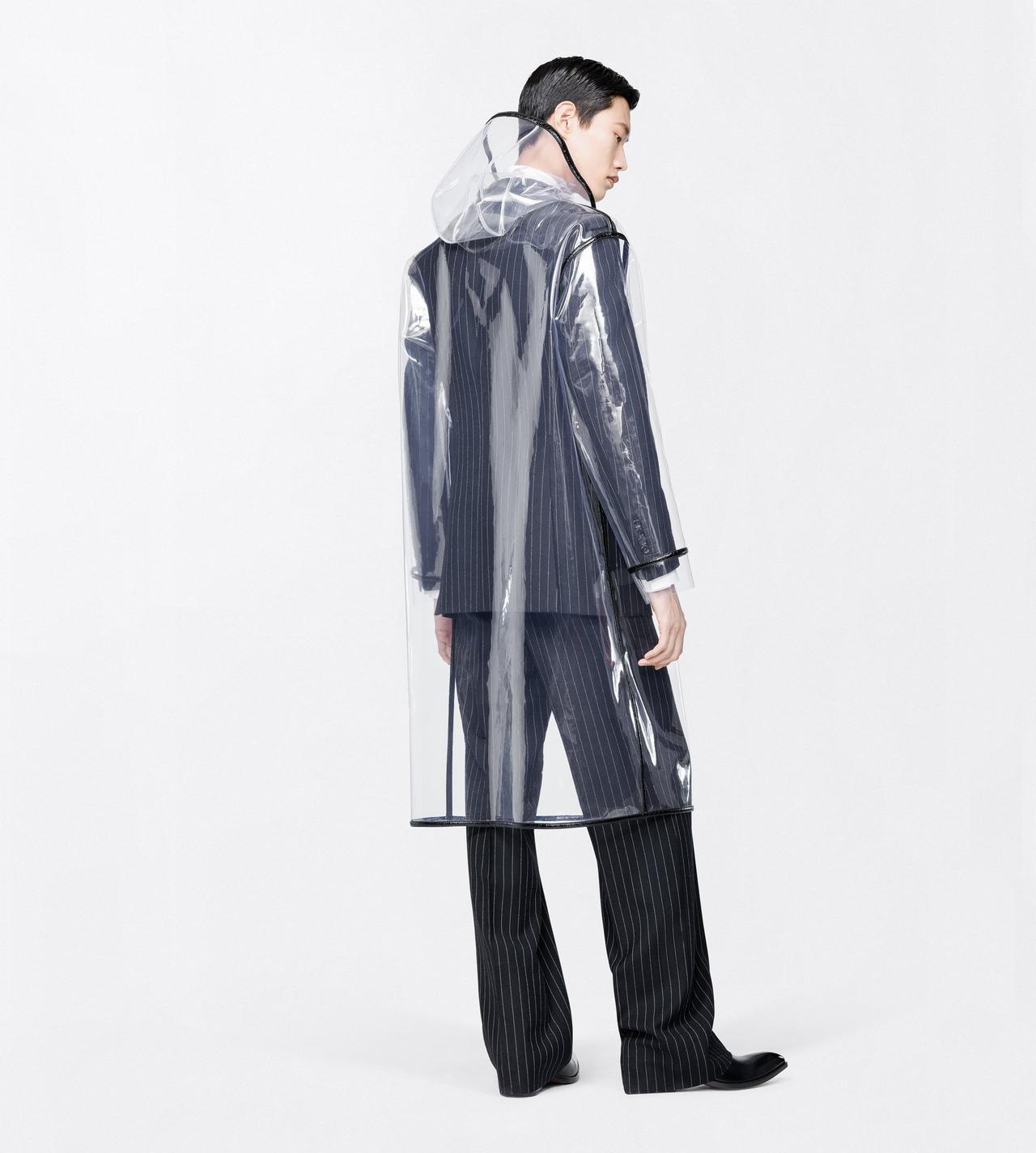 TOM FORD THERMOPOLYURETHANE BLACK TRANSPARENT RAINCOAT WITH PRINTED LEATHER DETAILS
