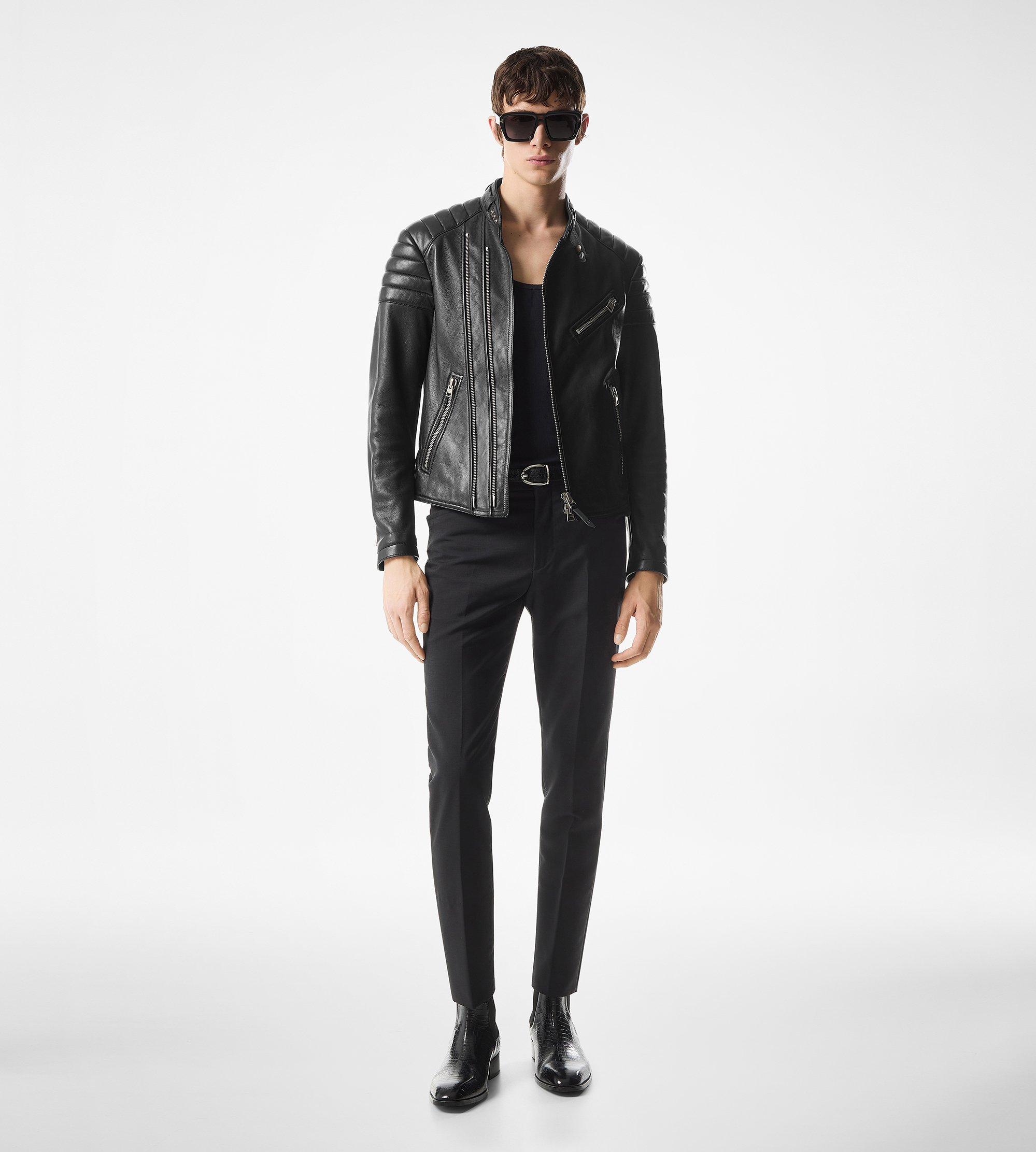 GRAIN LEATHER ZIP BIKER