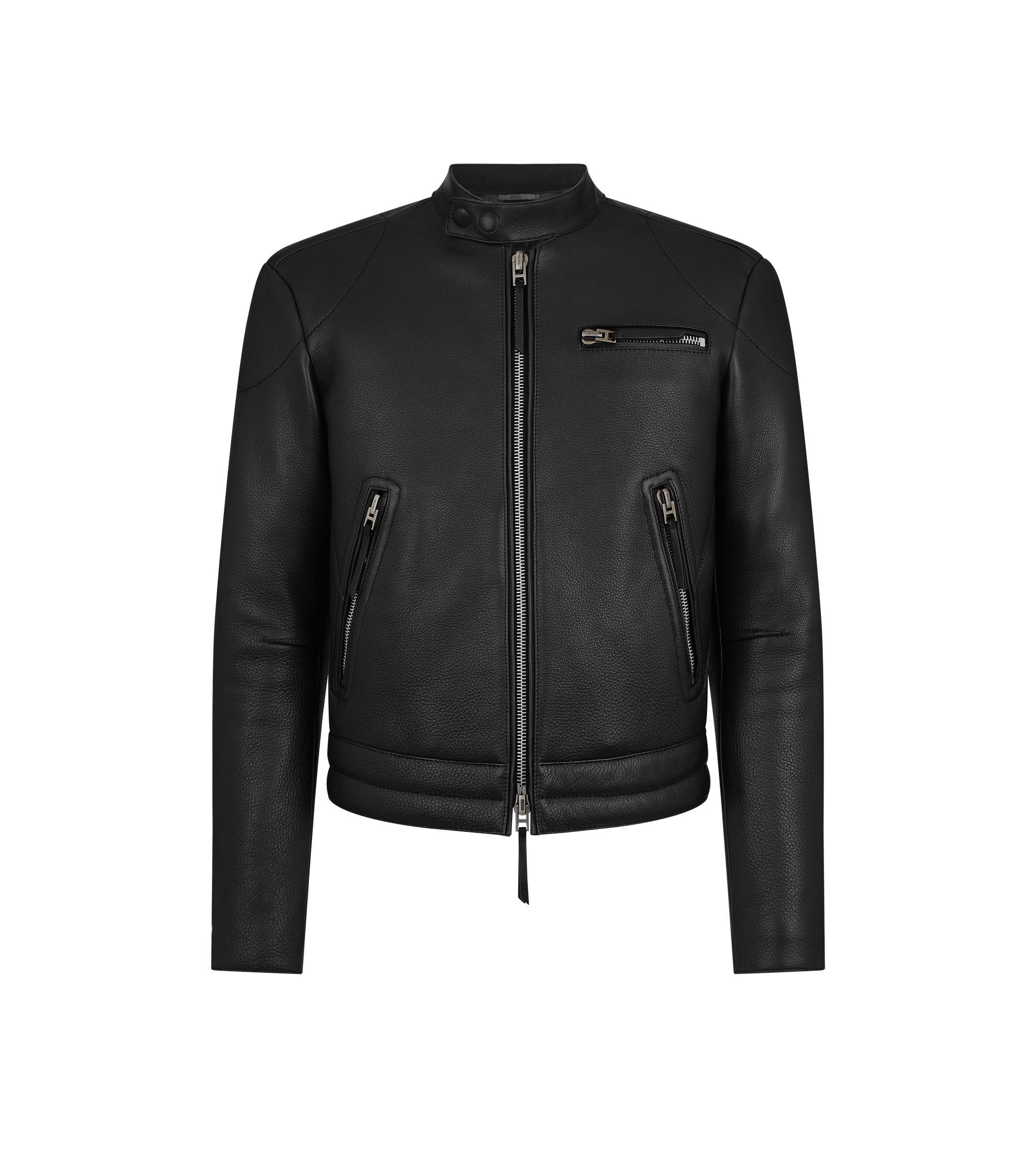 GRAIN LEATHER ZIP BIKER