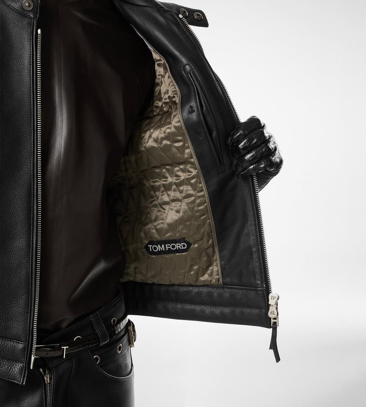 GRAIN LEATHER ZIP BIKER image number 1