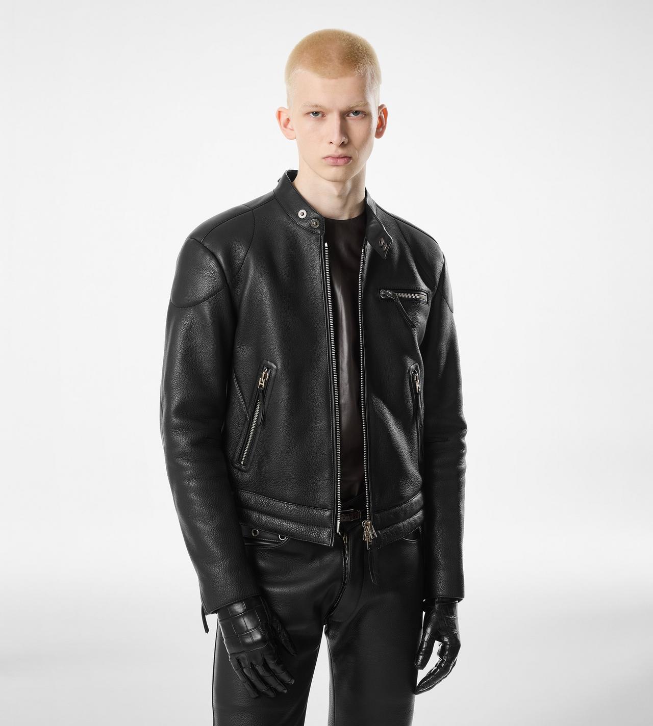 GRAIN LEATHER ZIP BIKER image number 2