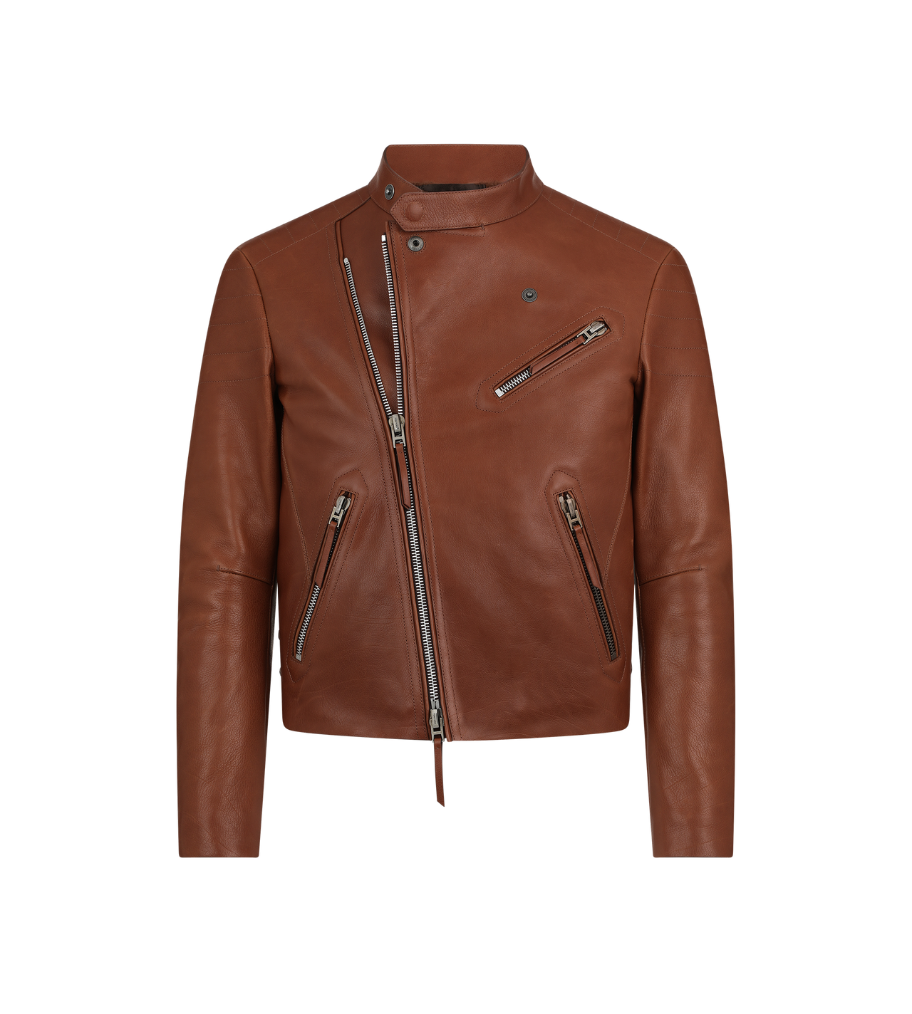 BUFFALO GRAIN LEATHER ASYMMETRIC RACER image number 0