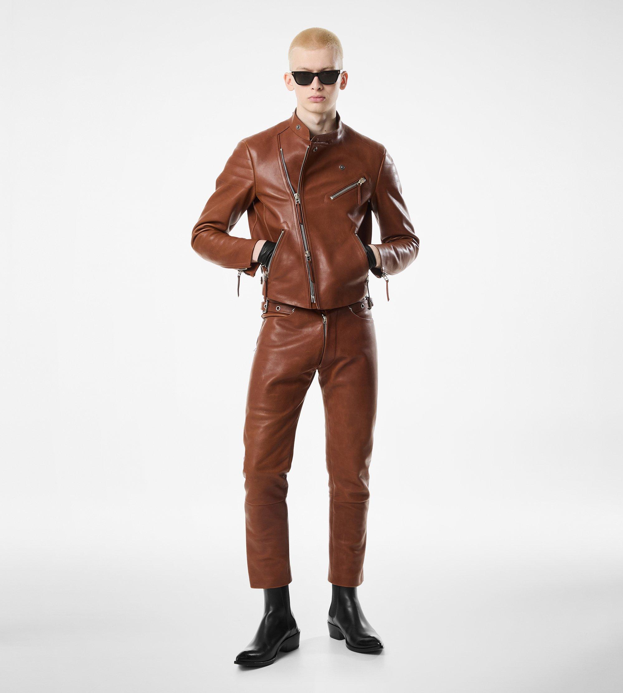 BUFFALO GRAIN LEATHER ASYMMETRIC RACER | TOM FORD Fashion