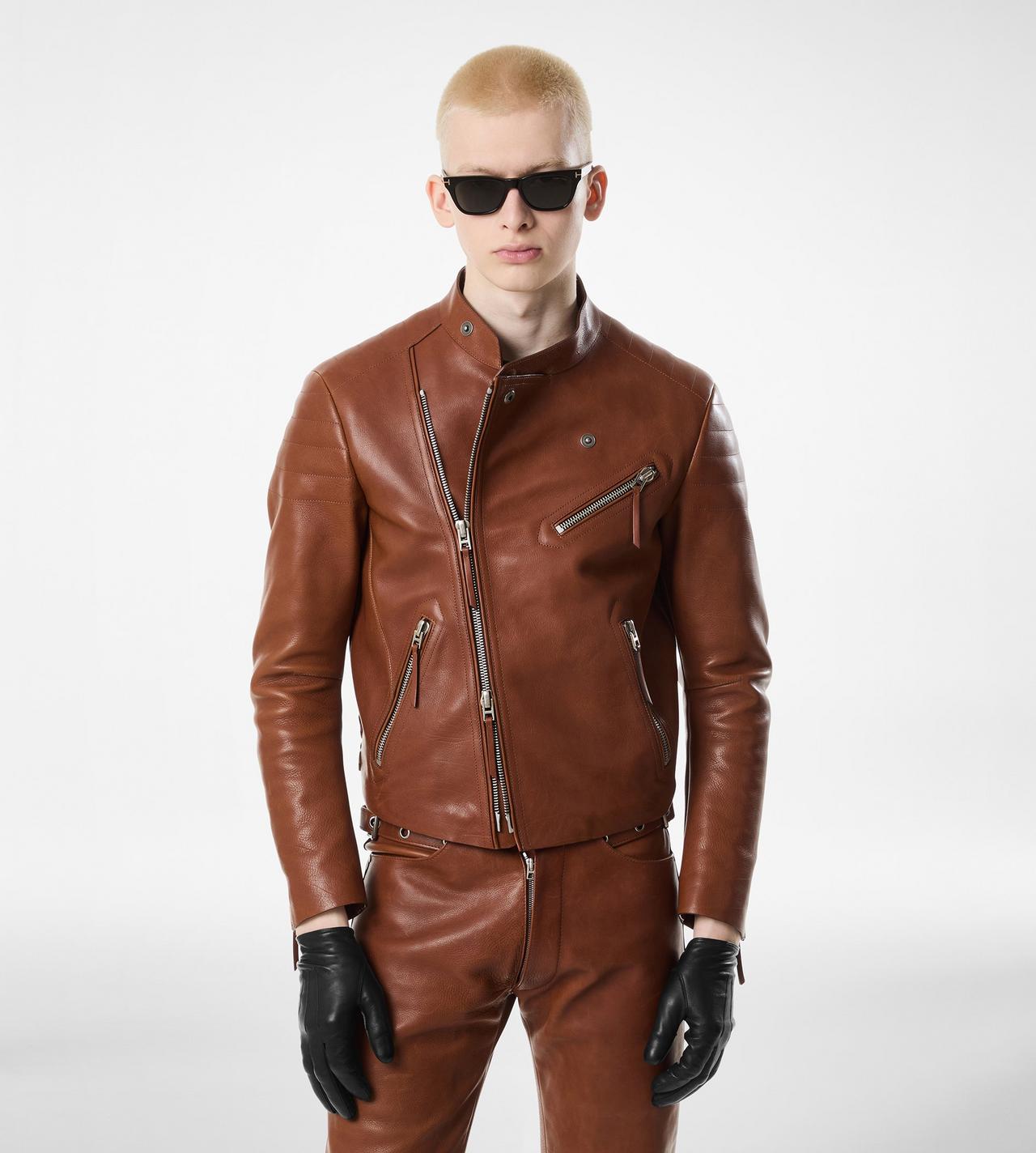BUFFALO GRAIN LEATHER ASYMMETRIC RACER image number 2