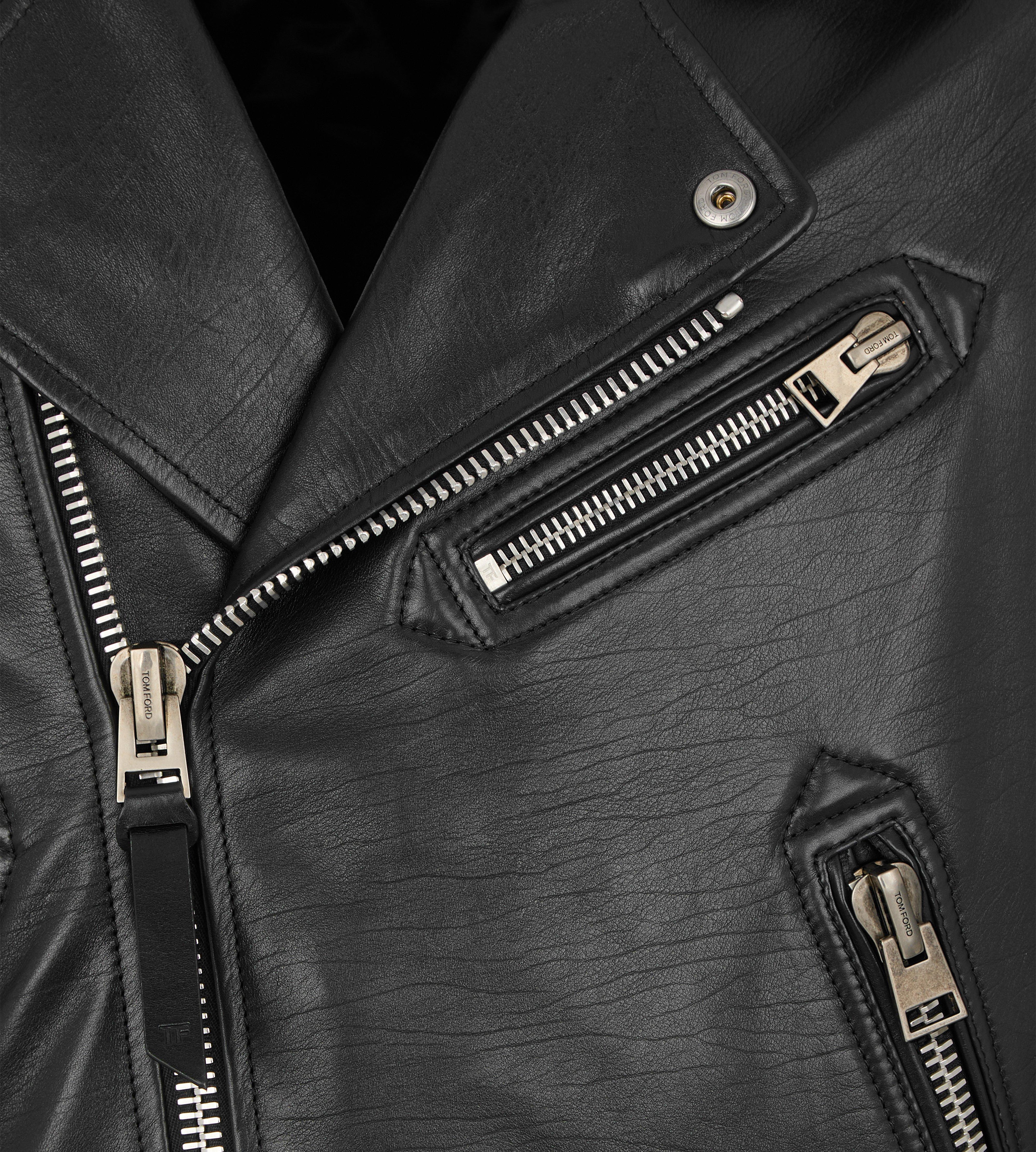 Smooth Grain Asymmetric Biker Jacket