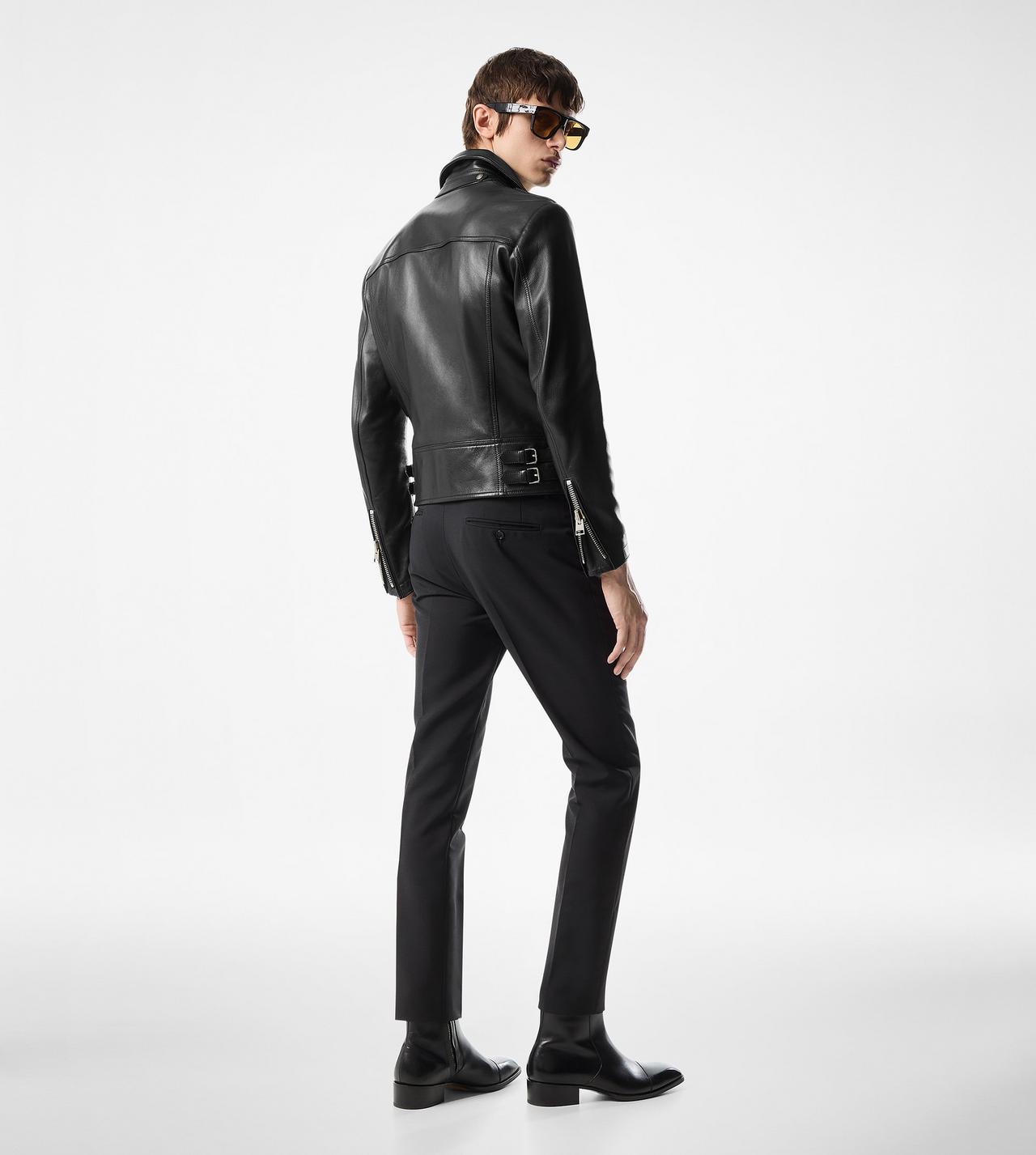 GRAIN LEATHER ASYMMETRIC BIKER image number 3