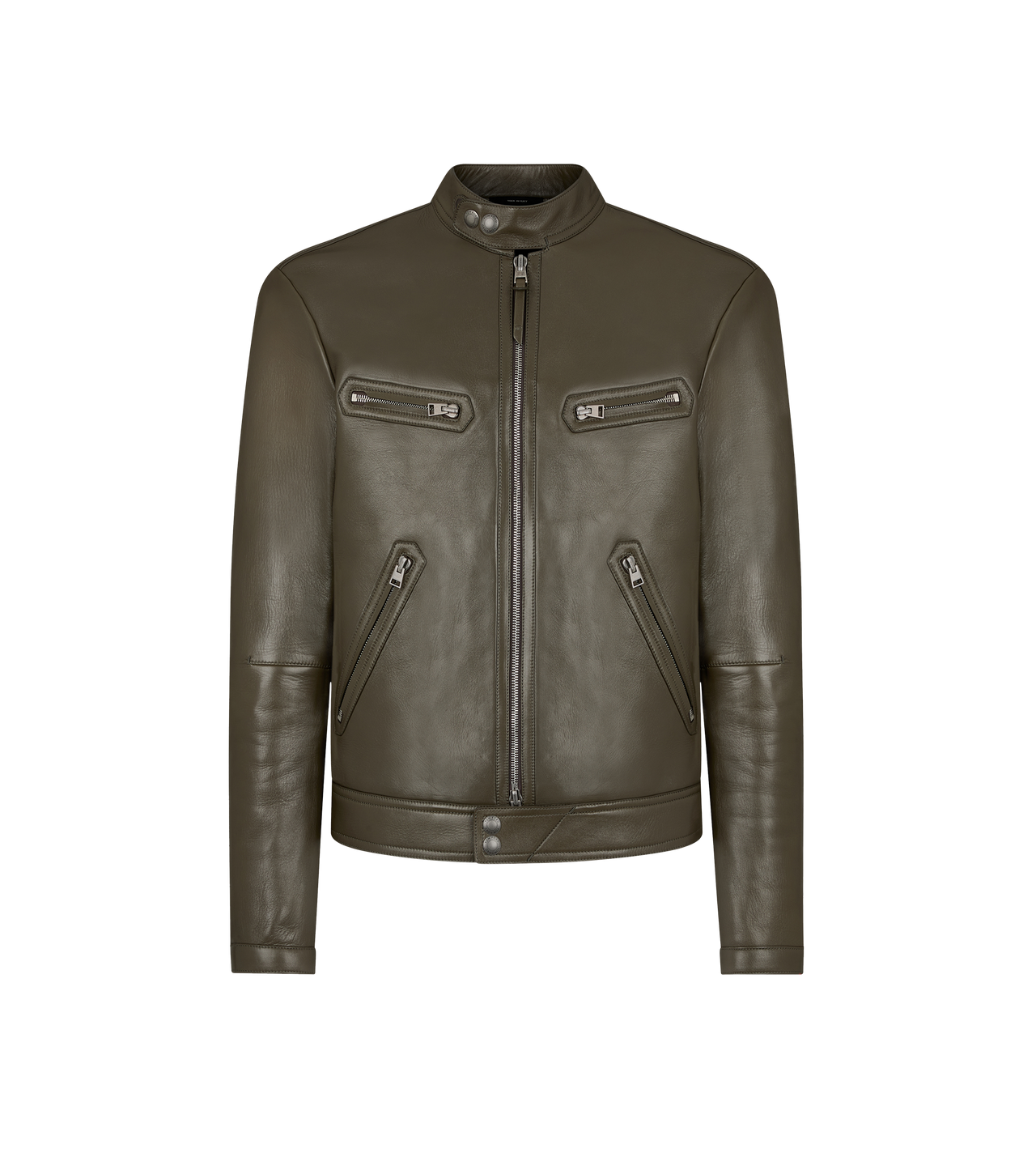 SHINY FEATHER NAPPA ZIP RACER JACKET