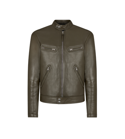 SHINY FEATHER NAPPA ZIP RACER JACKET image number 0