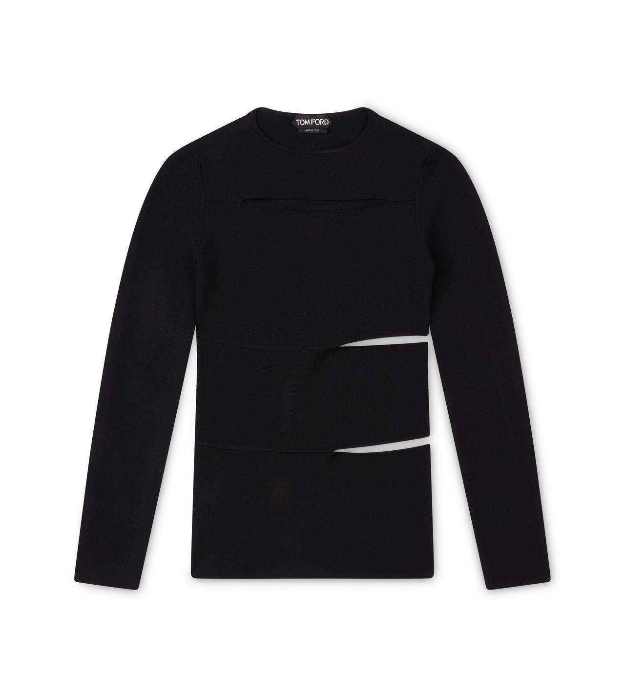 Long sleeve stretch viscose t-shirt - Black