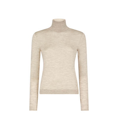FINE CASHMERE SILK KNIT TURTLENECK TOP image number 0