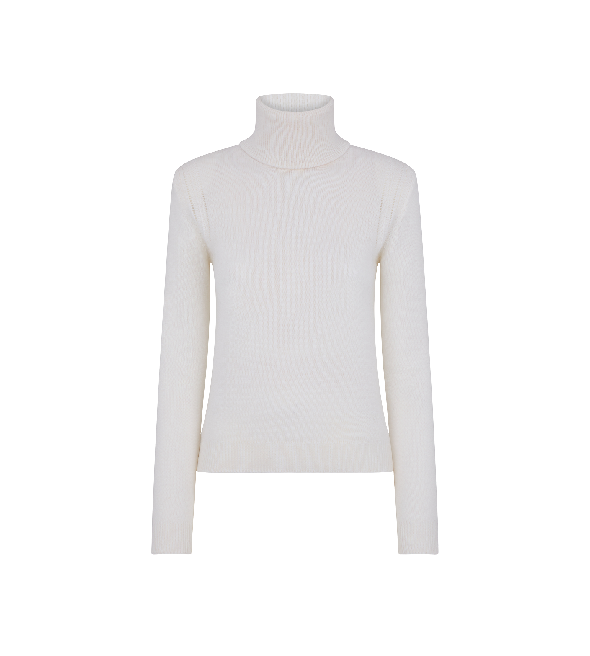 SOFT CASHMERE KNIT TURTLENECK TOP WITH SHOULDER PADS