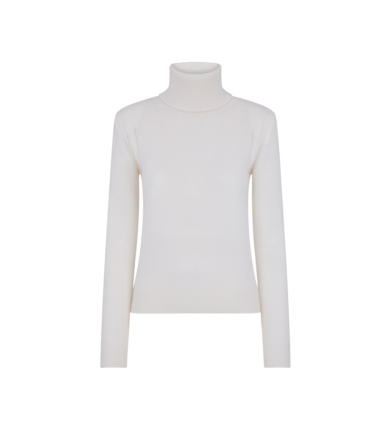 SOFT CASHMERE KNIT TURTLENECK TOP WITH SHOULDER PADS image number 0