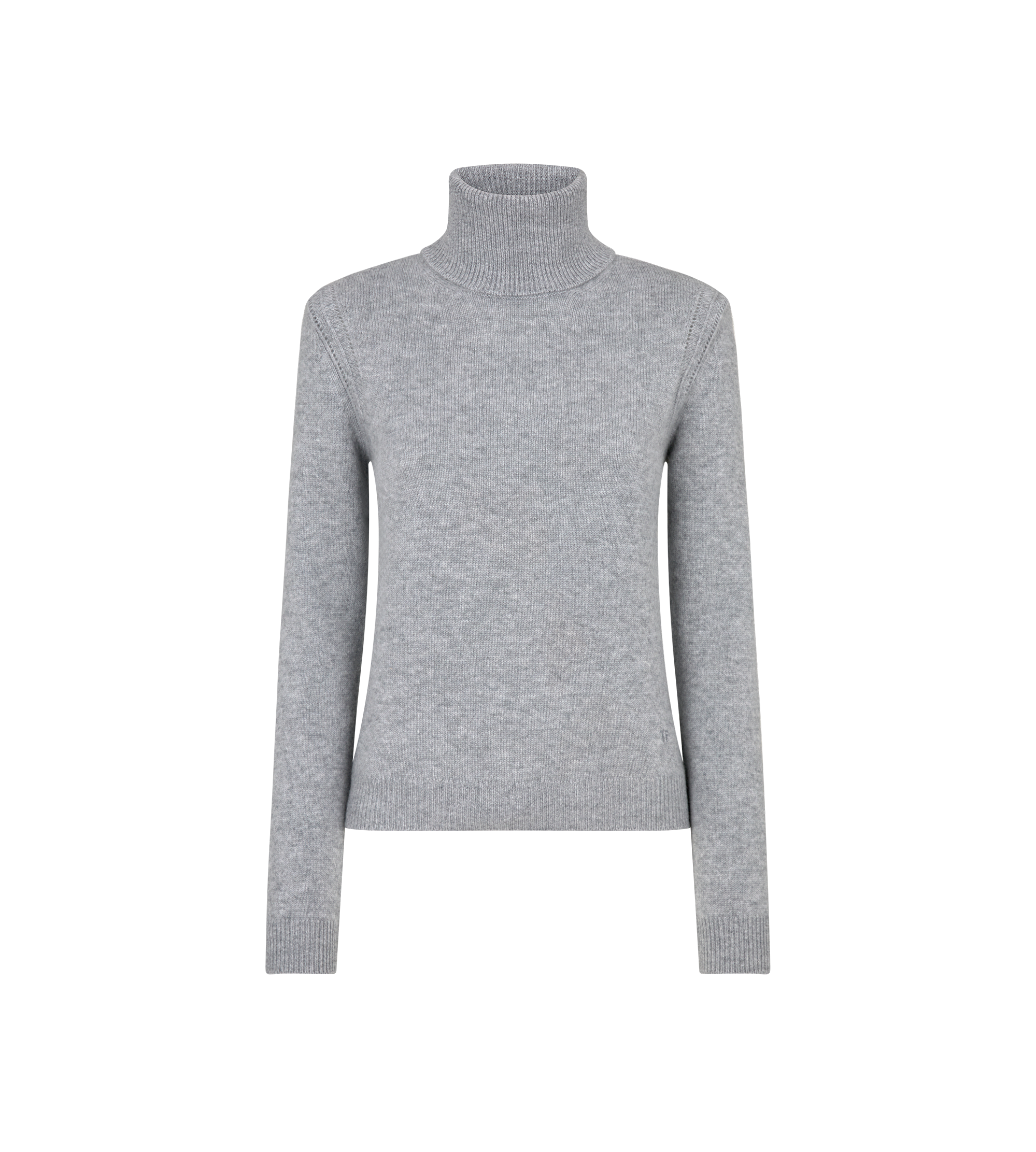 SOFT CASHMERE KNIT TURTLENECK TOP WITH SHOULDER PADS