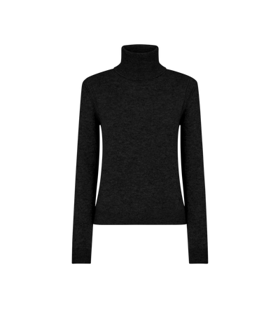 SOFT CASHMERE KNIT TURTLENECK TOP WITH SHOULDER PADS image number 0