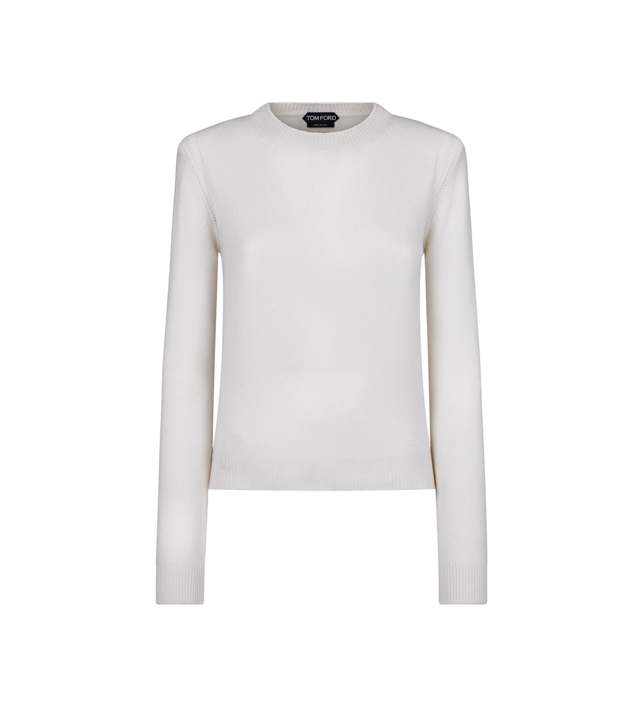 SOFT CASHMERE KNIT CREWNECK TOP WITH SHOULDER PADS image number 0