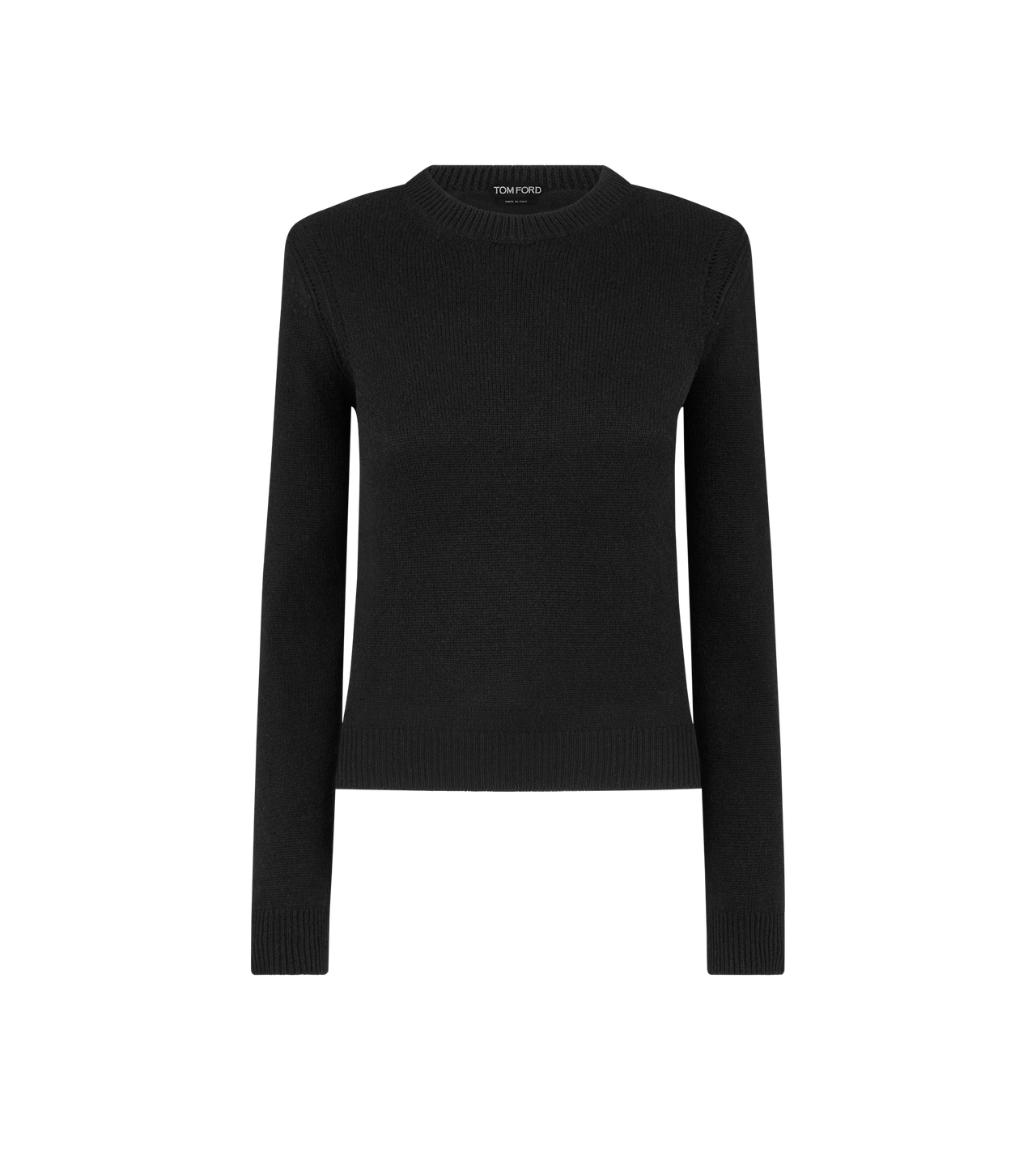 SOFT CASHMERE KNIT CREWNECK TOP WITH SHOULDER PADS image number 0